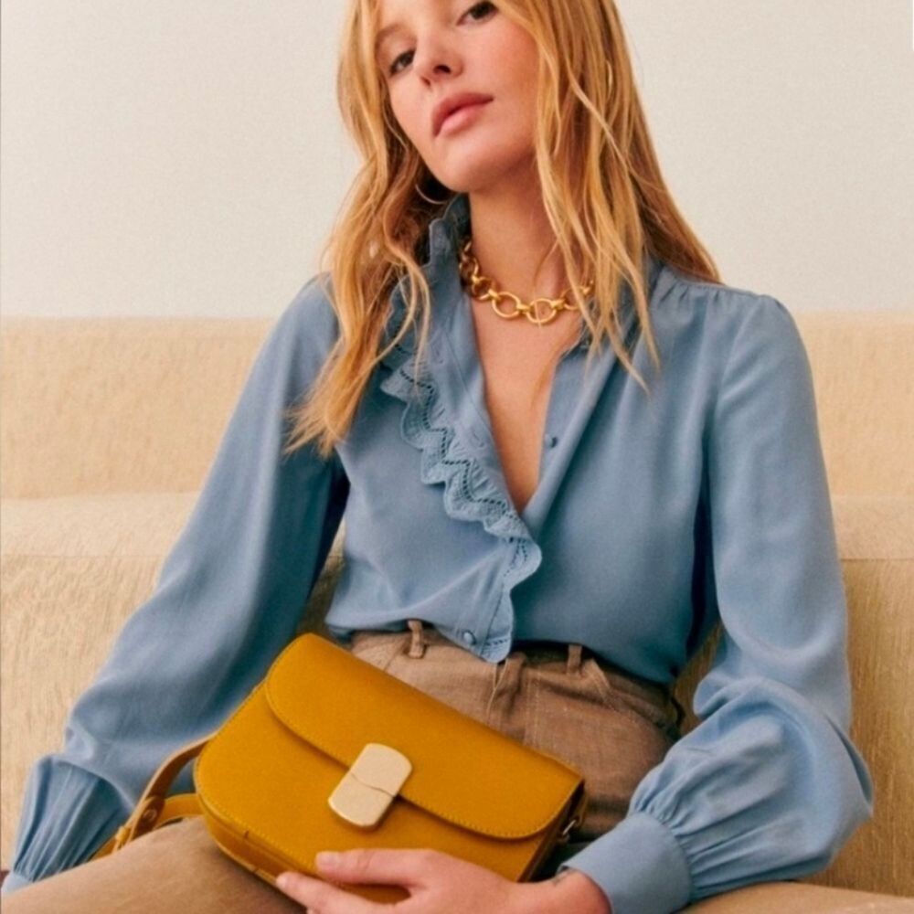 Sezane Lealys Shirt Vintage Blue Size 6
